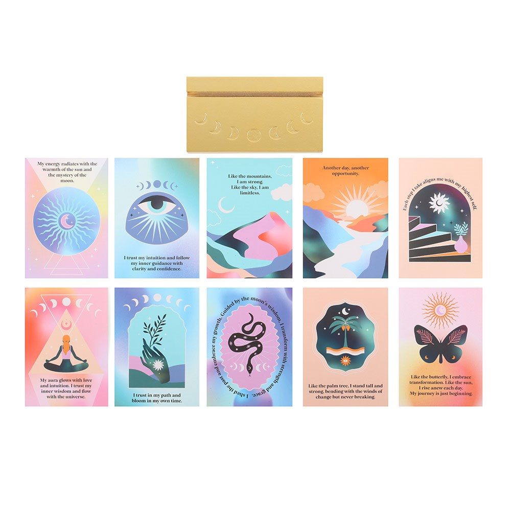 Something Different - Aura Affirmation Cards with Wooden Stand Portecartes - Multicolore